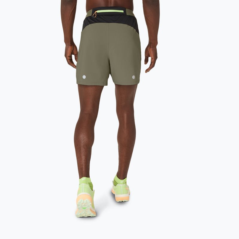Pantaloni scurți de alergare pentru bărbați ASICS Fujitrail All Over Print 5IN mantle green 3