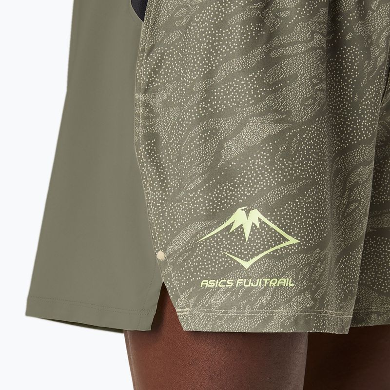 Pantaloni scurți de alergare pentru bărbați ASICS Fujitrail All Over Print 5IN mantle green 5