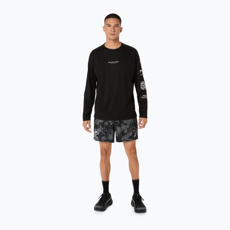 Pantaloni scurți de alergare pentru bărbați ASICS Fujitrail All Over Print 5IN performance black/carbon/cream 2