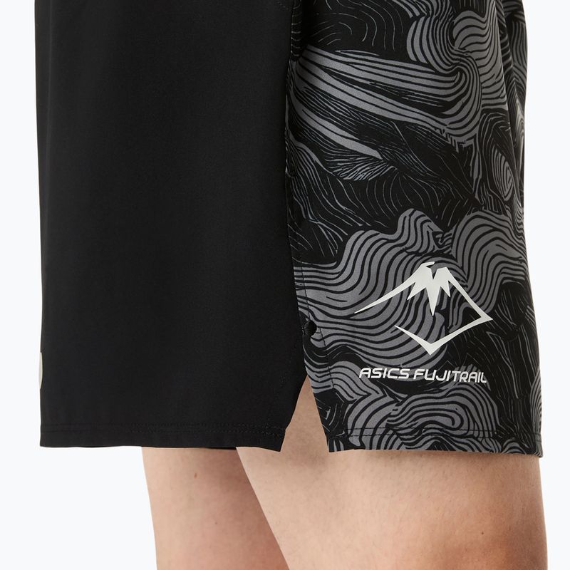Pantaloni scurți de alergare pentru bărbați ASICS Fujitrail All Over Print 5IN performance black/carbon/cream 8