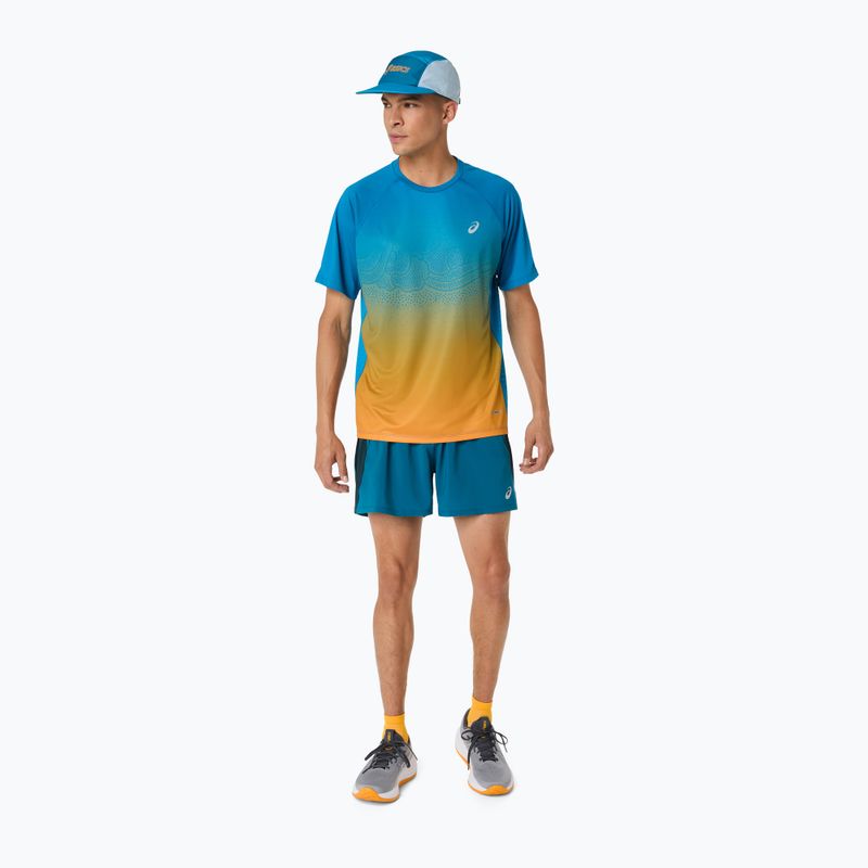 Tricou de alergare pentru bărbați ASICS Road Fade SS Aegean Blue/Yamabuki 2