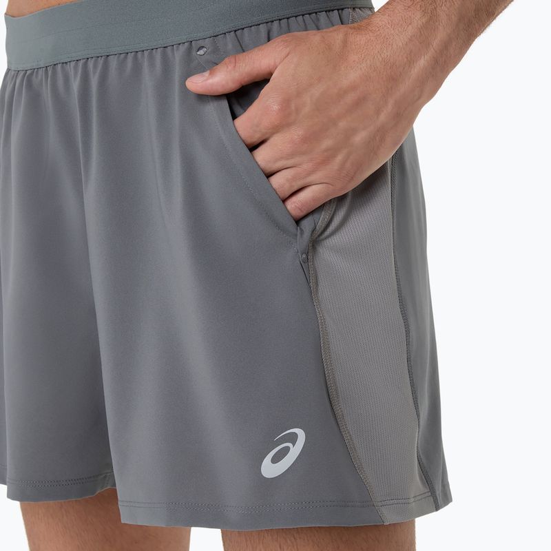 Pantaloni scurți de alergare pentru bărbați ASICS Road 5IN clay grey/steel grey/illuminate green 5