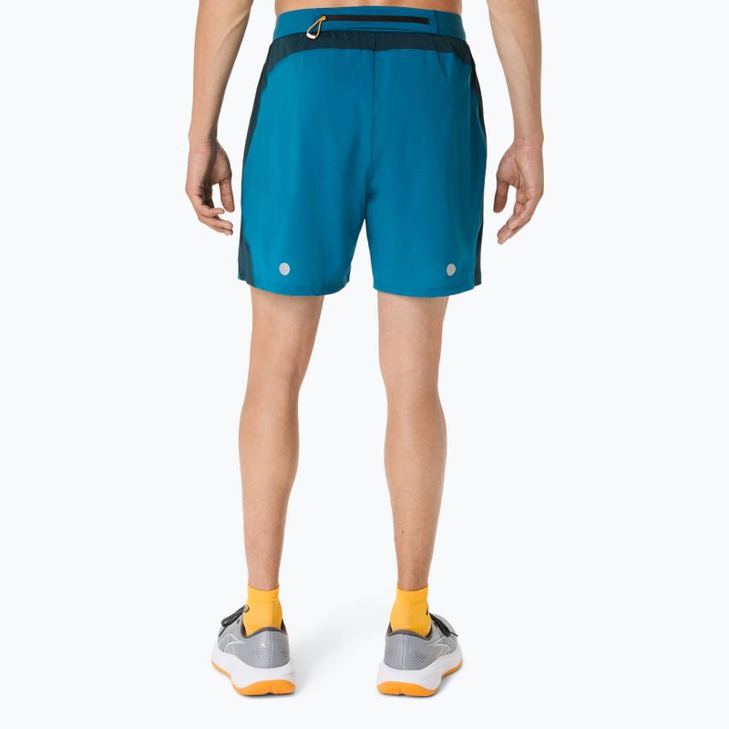 Pantaloni scurți de alergare pentru bărbați ASICS Road 7IN tranquil teal/dark teal/yamabuki 3