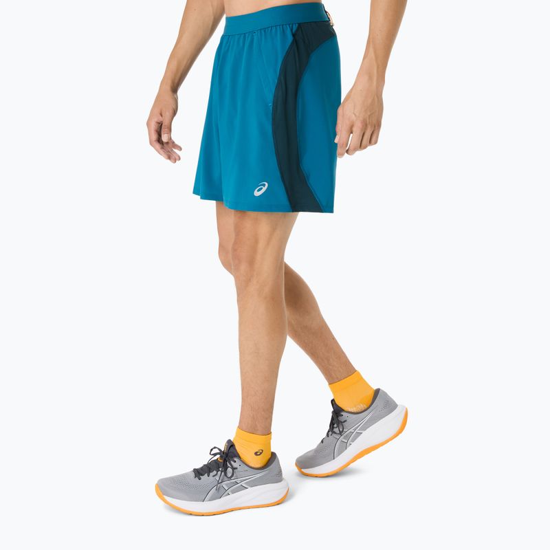 Pantaloni scurți de alergare pentru bărbați ASICS Road 7IN tranquil teal/dark teal/yamabuki 4
