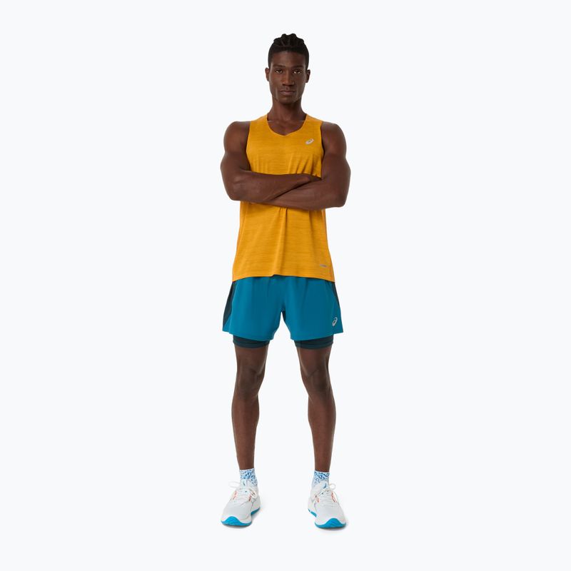 Pantaloni scurți de alergare pentru bărbați ASICS Road 2N1 5IN tranquil teal/dark teal/yamabuki 2