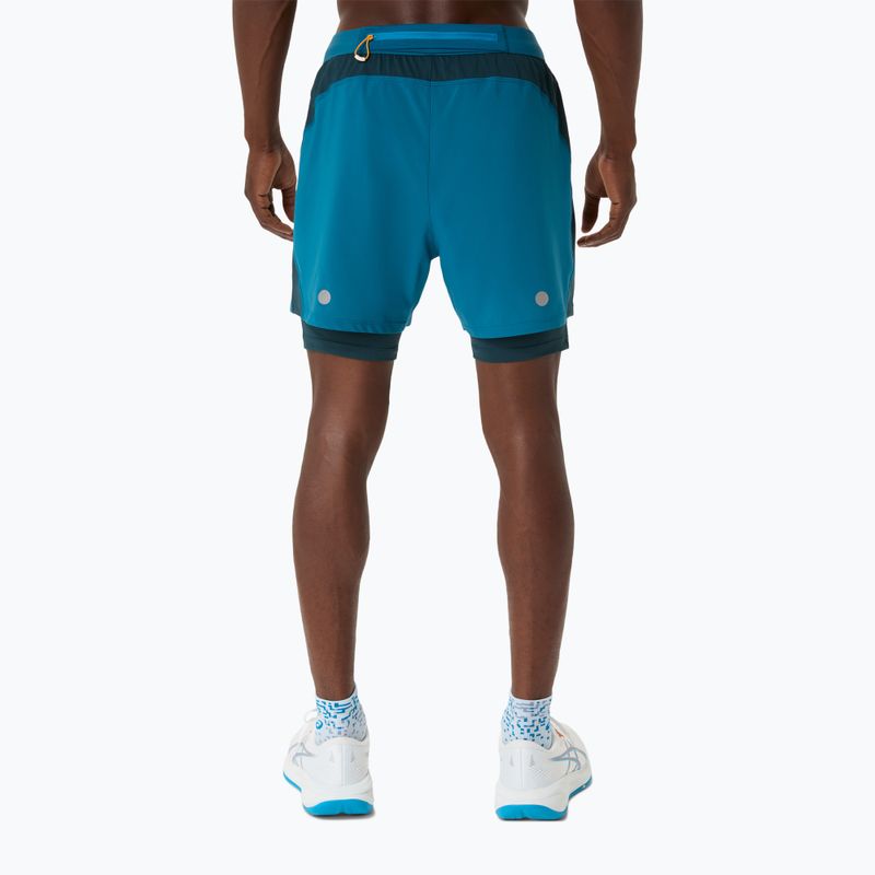 Pantaloni scurți de alergare pentru bărbați ASICS Road 2N1 5IN tranquil teal/dark teal/yamabuki 3