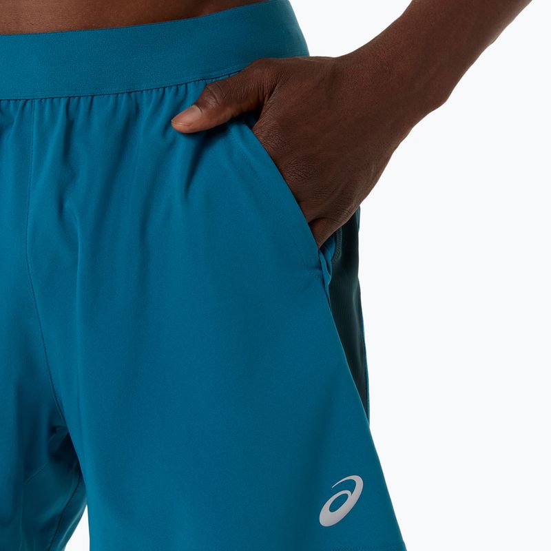 Pantaloni scurți de alergare pentru bărbați ASICS Road 2N1 5IN tranquil teal/dark teal/yamabuki 6