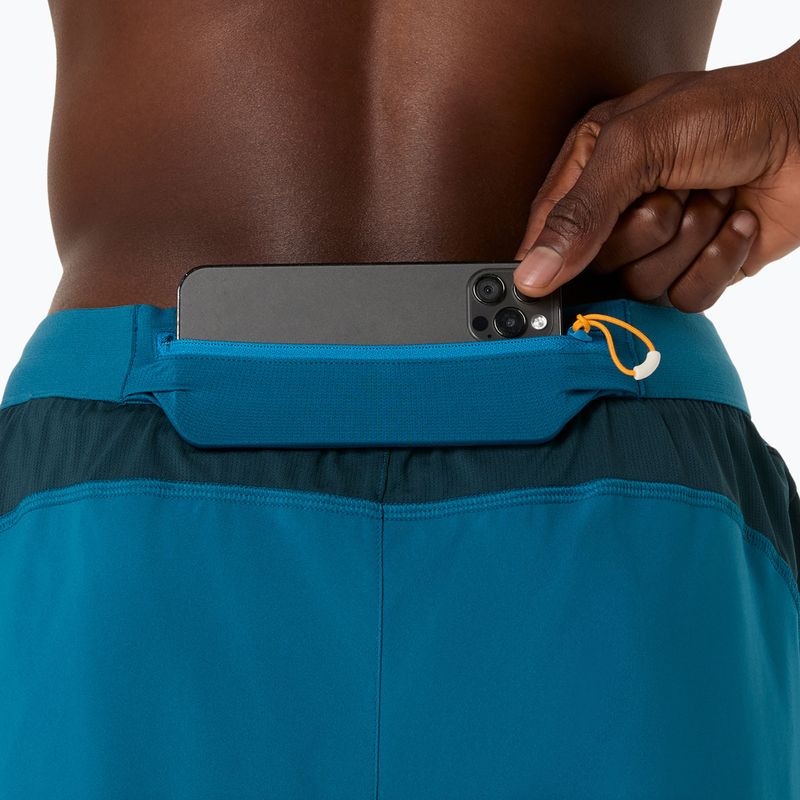 Pantaloni scurți de alergare pentru bărbați ASICS Road 2N1 5IN tranquil teal/dark teal/yamabuki 9