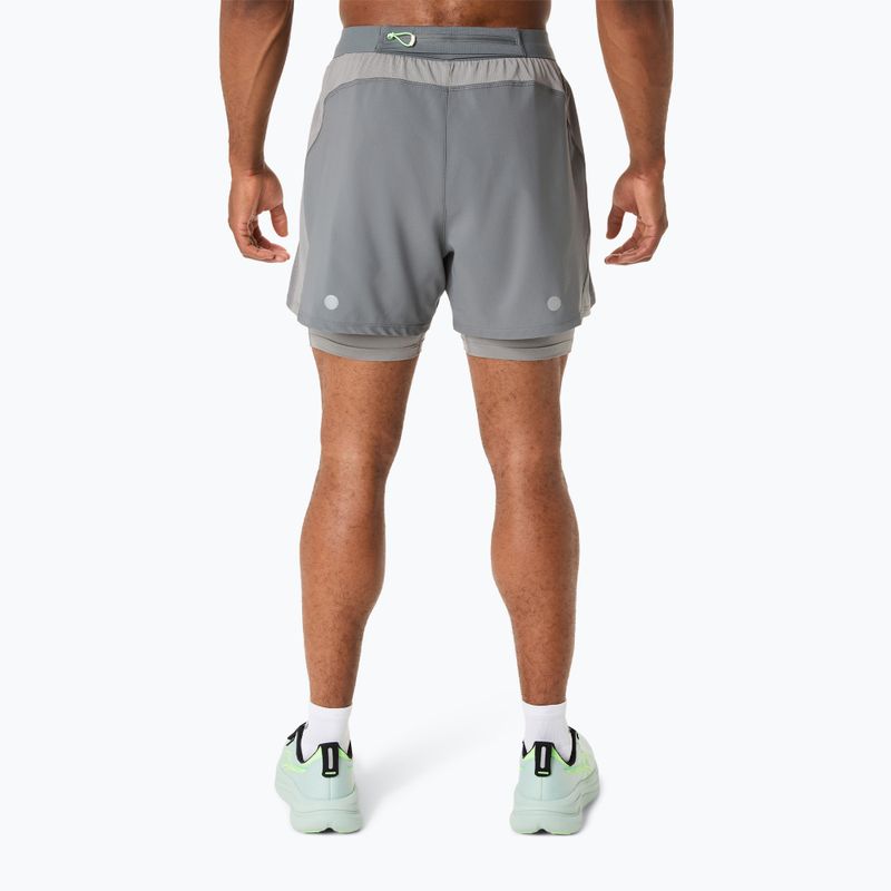 Pantaloni scurți de alergare pentru bărbați ASICS Road 2N1 5IN clay grey/steel grey/illuminate green 3