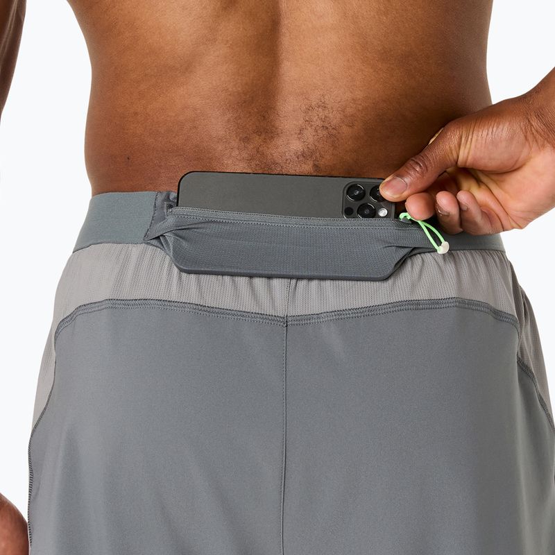 Pantaloni scurți de alergare pentru bărbați ASICS Road 2N1 5IN clay grey/steel grey/illuminate green 9