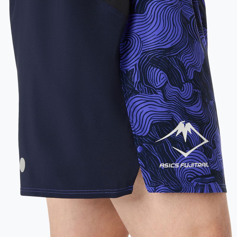 Pantaloni scurți de alergare pentru bărbați ASICS Fujitrail All Over Print 5IN midnight/cobalt burst/cream 6