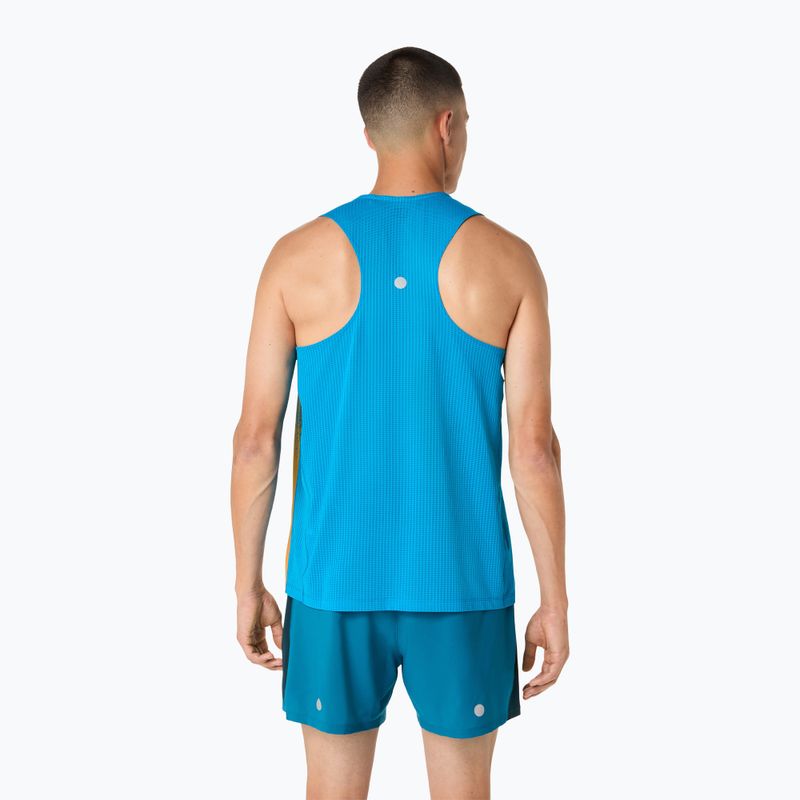 Tricou de alergare pentru bărbați ASICS Road Fade Singlet Aegean Blue/Yamabuki 3