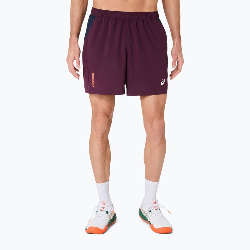 Pantaloni scurți de tenis pentru bărbați ASICS Padel Court 7IN dark aubergine