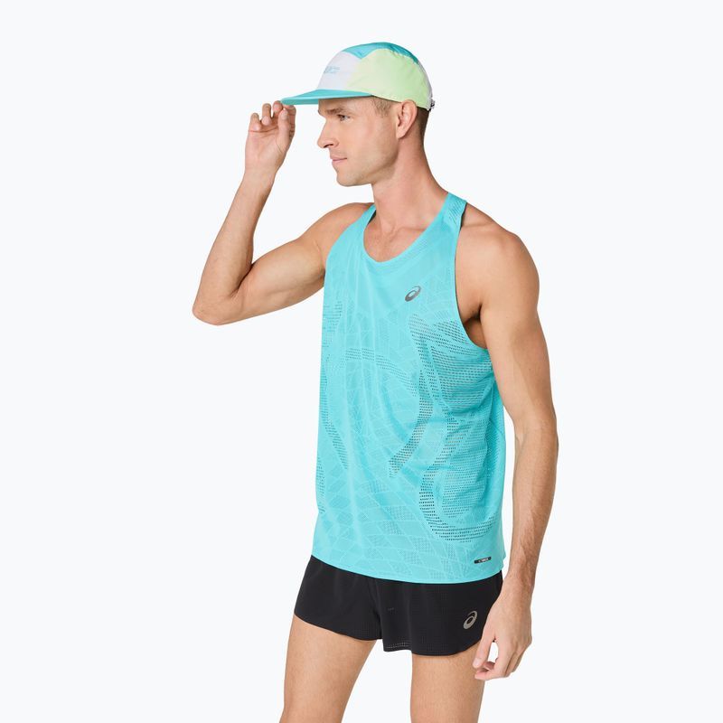 Tricou de alergare pentru bărbați ASICS Metarun Singlet energy aqua 4