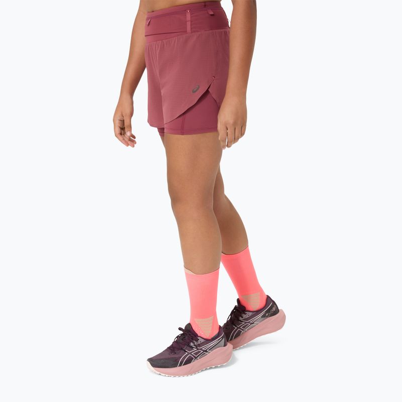 Pantaloni scurți de alergare pentru femei ASICS Fujitrail Elite brisket red 4