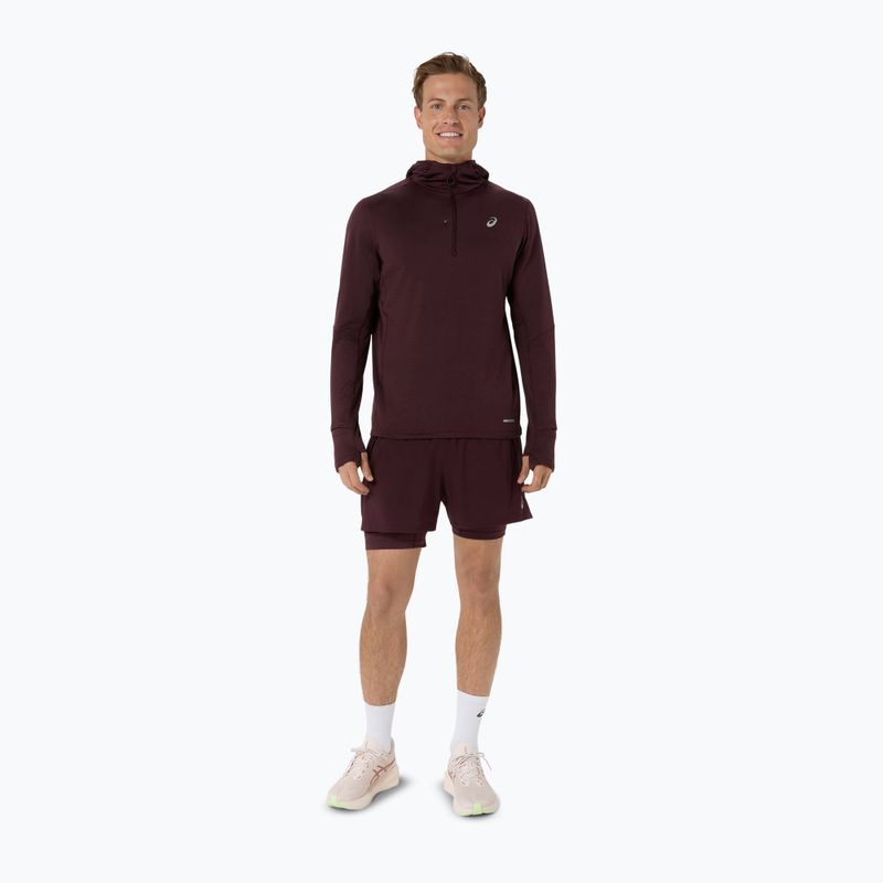 Bluză de alergare pentru bărbați ASICS Road Winter Ls Hoodie dark currant 2