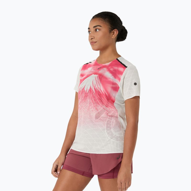 Tricou de alergare pentru femei ASICS Fujitrail Elite Graphic crem 4