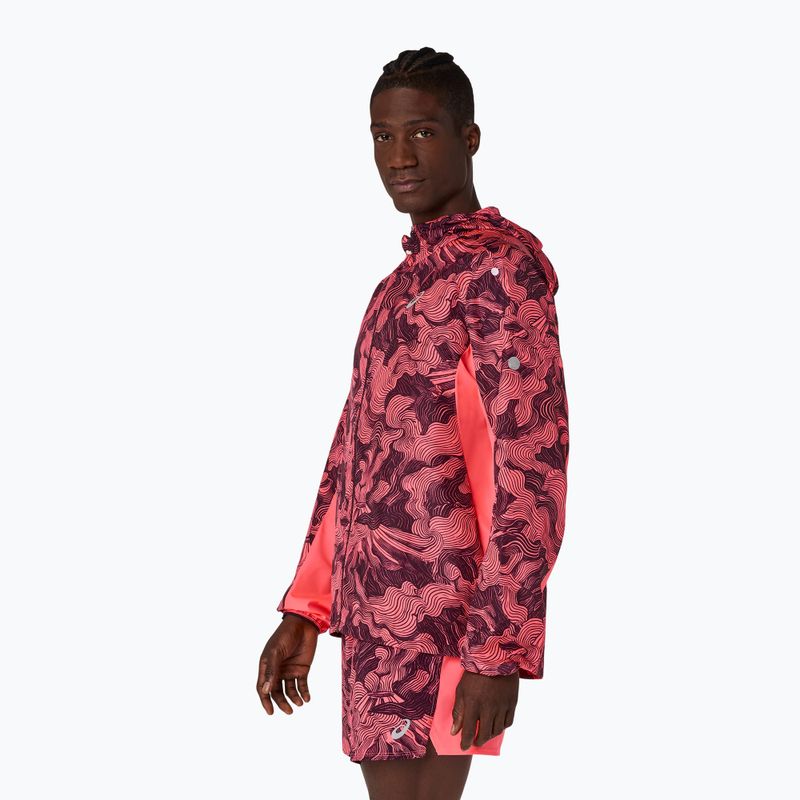 Geacă de alergare pentru bărbați Asics Fujitrail Packable Jacket blazing coral/dark aubergine 3