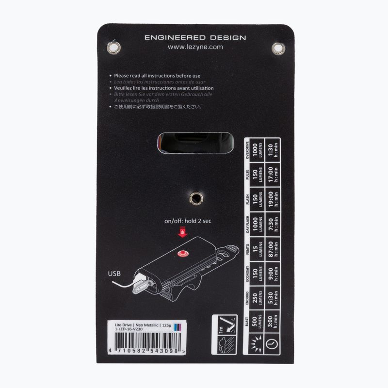 Lezyne LED LITE DRIVE 1000XL USB pentru biciclete, galben LZN-1-LED-16-V230 6