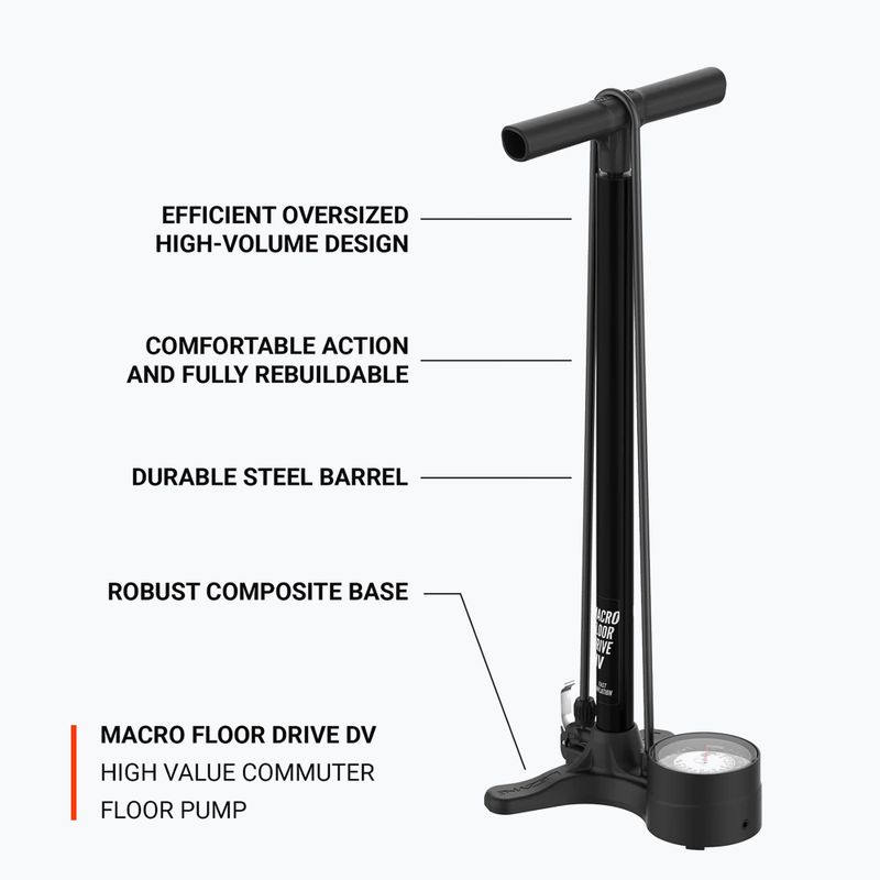 Pompă de bicicletă Lezyne Macro HV Floor Drive ABS 100psi flat black 5