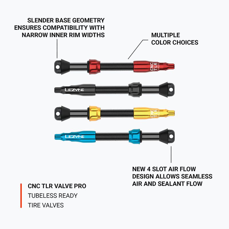 Set de valve presta Lezyne CNC TLR Valve Pro 60 mm black 2