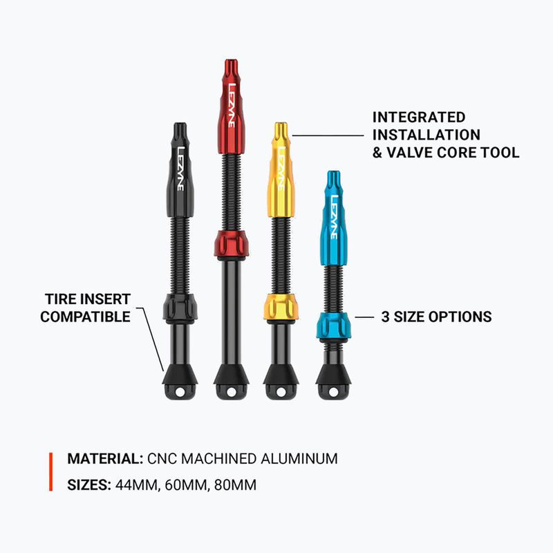 Set de valve presta Lezyne CNC TLR Valve Pro 60 mm black 3