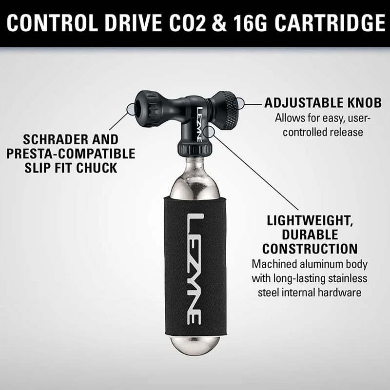 Pompă pentru bicicletă Lezyne Control Drive CO2 + 1 x cartridge 16 g gloss black 3