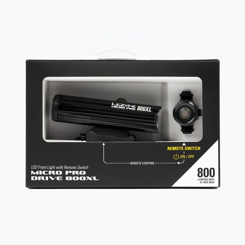 Lezyne lumina bicicletei Front Micro Drive Pro 800 Xl Remote Loaded negru lucios 5