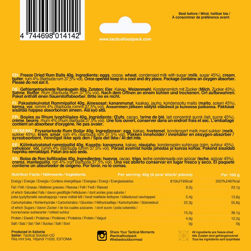 Gustare Tactical Foodpack Freeze Dried Rum Balls 40 g 4