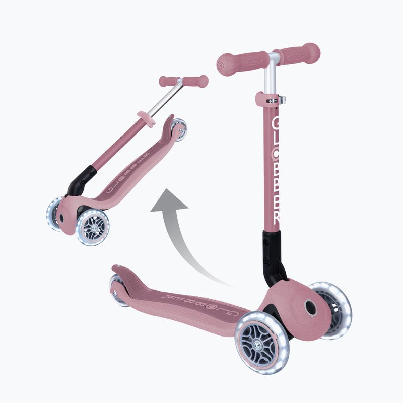 Trotinetă cu 3 roți pentru copii Globber Junior Foldable Lights Eco berry 5
