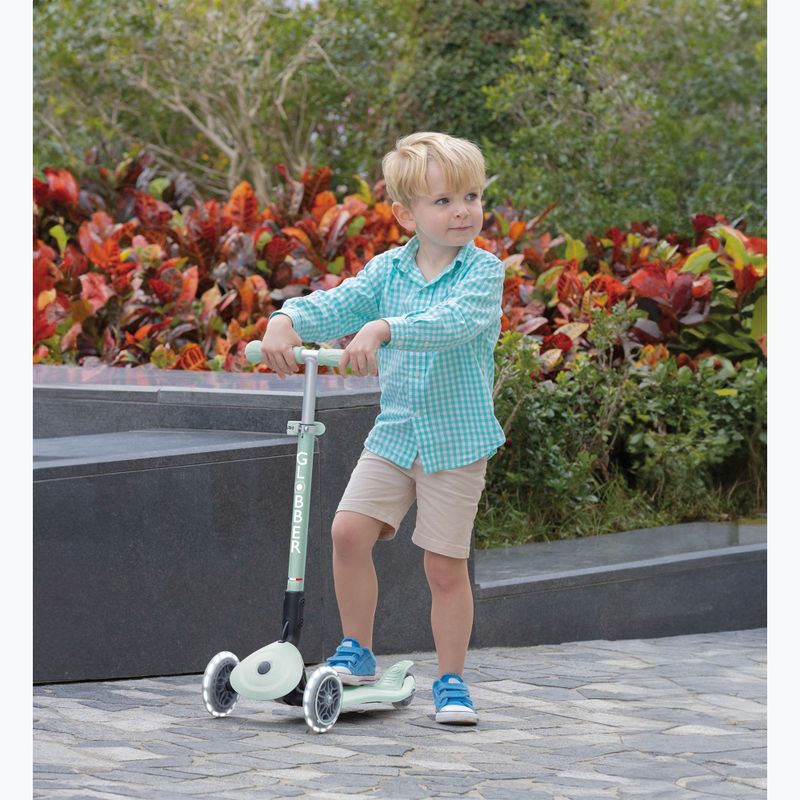 Trotinetă cu trei roți pentru copii Globber Junior Primo Foldable Lights Eco pistachio 12