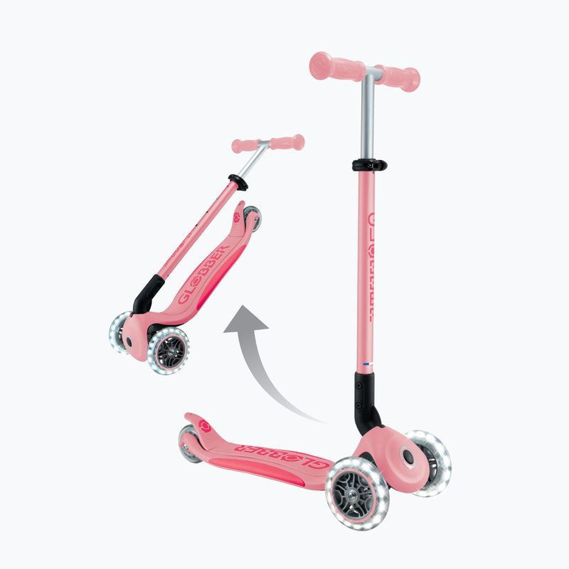 Trotinetă cu 3 roți pentru copii Globber Primo Foldable Plus Lights pastel pink 6