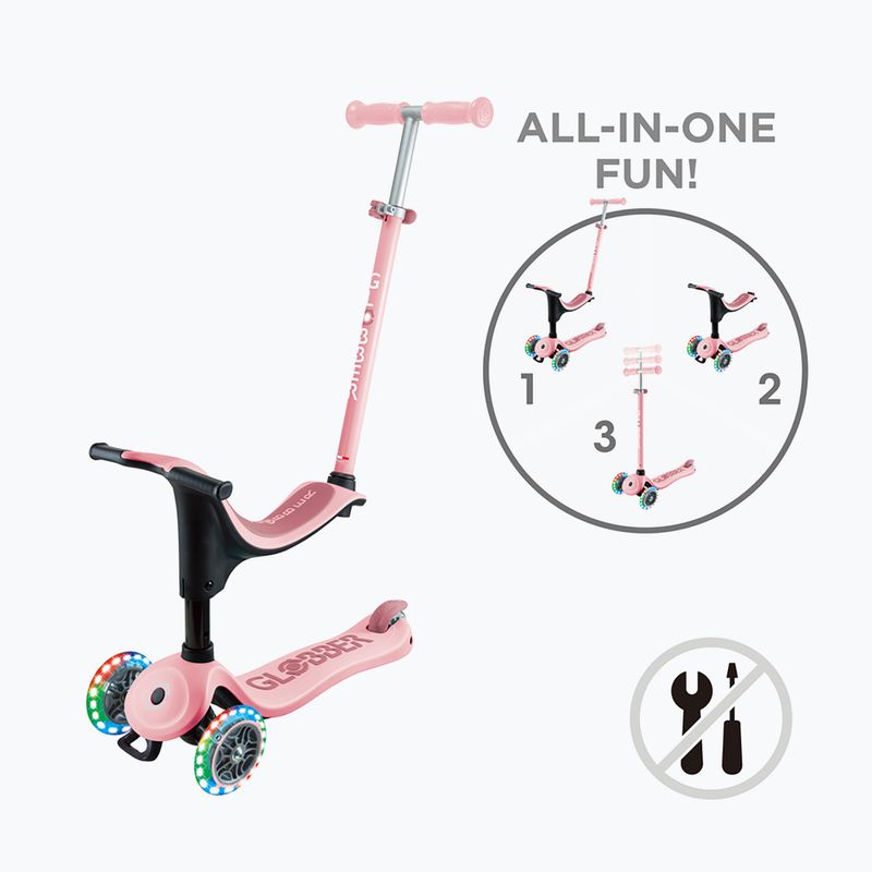 Trotinetă cu 3 roți pentru copii Globber Go.Up Sporty Lights pastel pink 15
