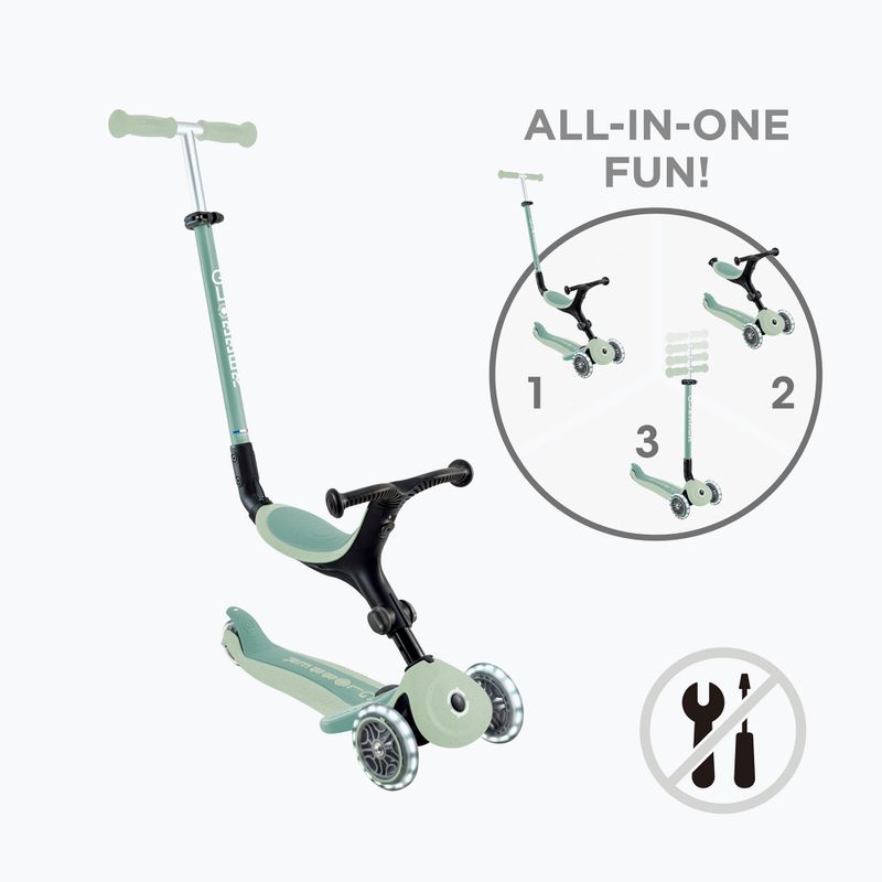 Trotinetă cu trei roți pentru copii Globber Go.Up Active Ecologic Lights pistachio 2