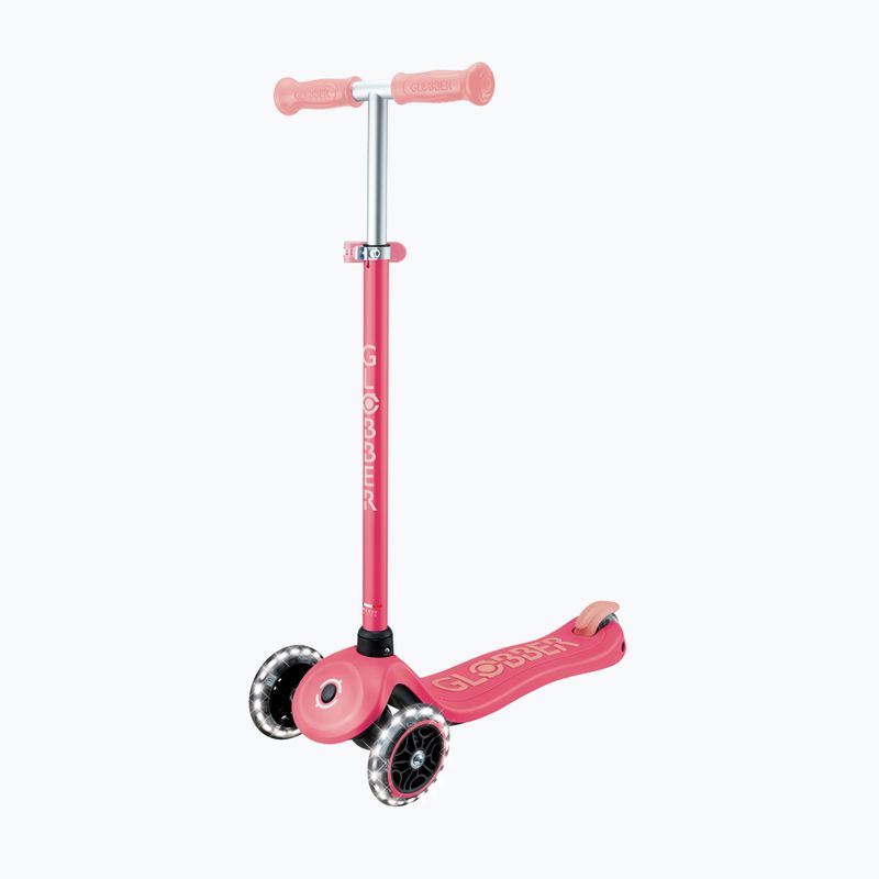 Trotinetă cu trei roți pentru copii Globber Primo Plus Glow Lights coral pink 5