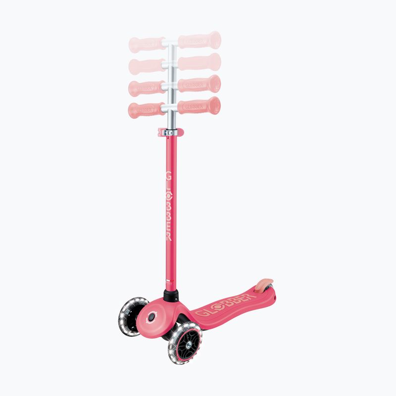Trotinetă cu trei roți pentru copii Globber Primo Plus Glow Lights coral pink 6