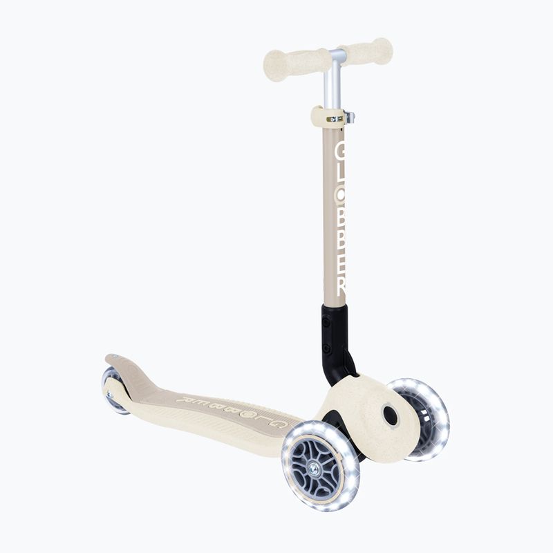 Trotinetă cu trei roți pentru copii Globber Junior Foldable Lights Eco coconut
