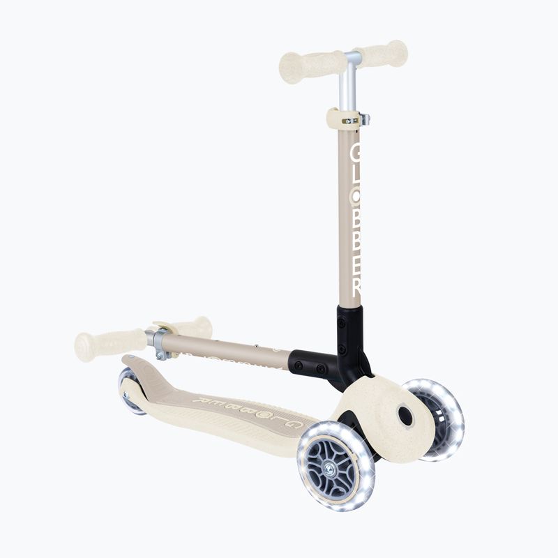 Trotinetă cu trei roți pentru copii Globber Junior Foldable Lights Eco coconut 5