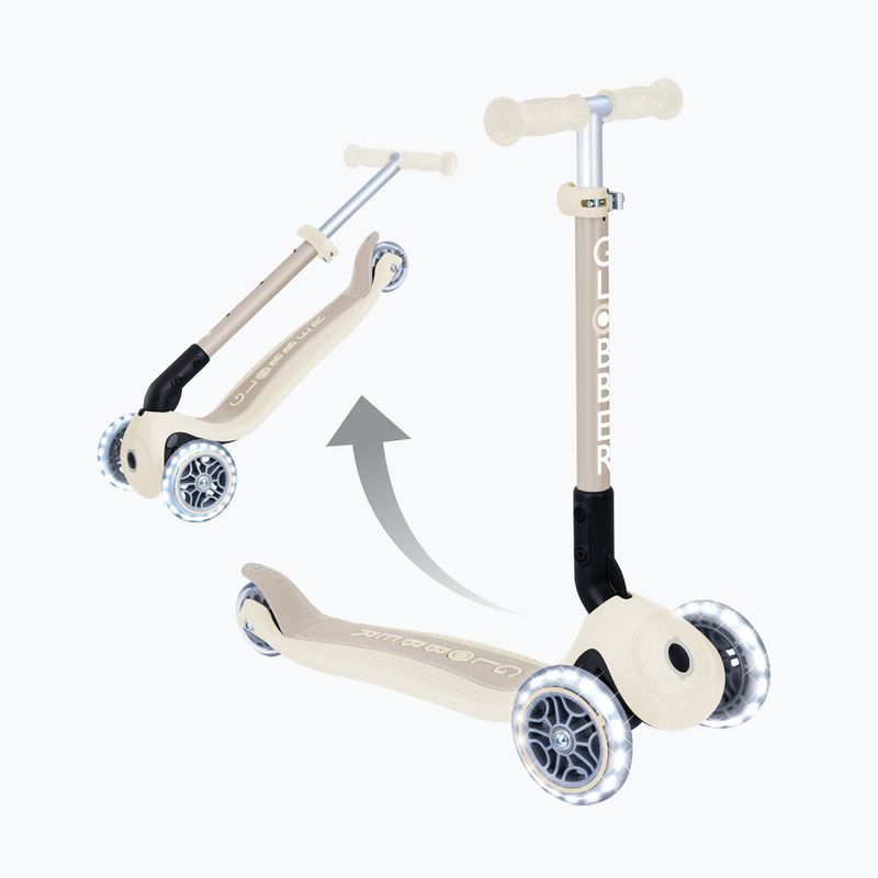 Trotinetă cu trei roți pentru copii Globber Junior Foldable Lights Eco coconut 6