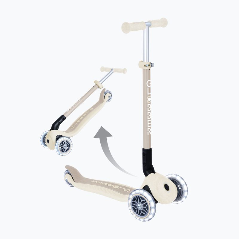 Trotinetă cu trei roți pentru copii Globber Junior Primo Foldable Lights Eco coconut 7