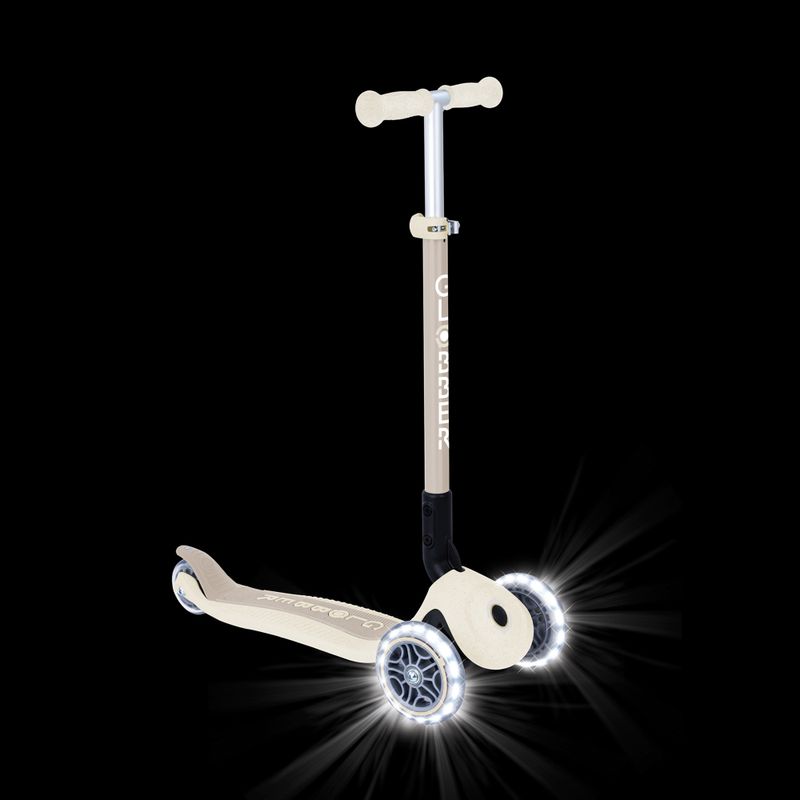 Trotinetă cu trei roți pentru copii Globber Junior Primo Foldable Lights Eco coconut 11