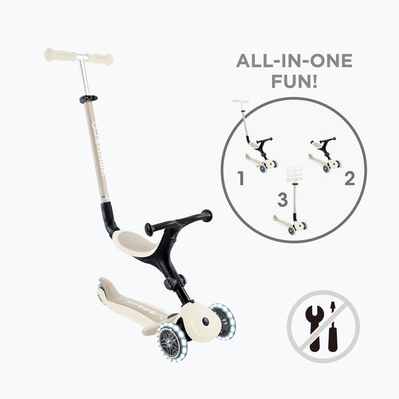 Trotinetă cu trei roți pentru copii Globber Go.Up Active Ecologic Lights coconut 2