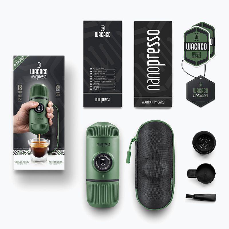 Aparat de cafea portabil Wacaco Nanopresso 80 ml + etui moss green 2