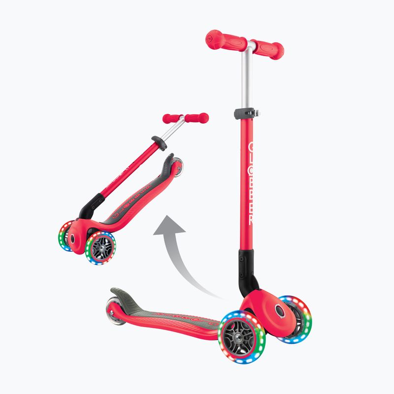 Trotinetă cu 3 roți pentru copii Globber Primo Foldable Lights red 6