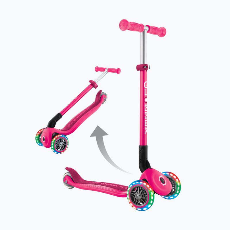 Trotinetă cu trei roți pentru copii Globber Primo Foldable Lights fuchsia 12