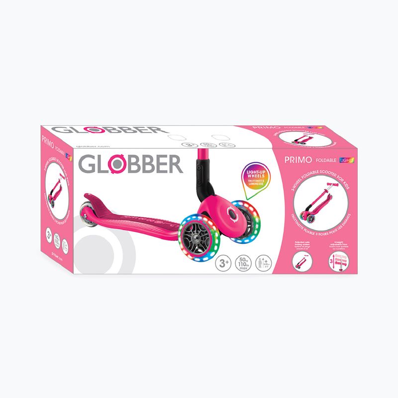 Trotinetă cu trei roți pentru copii Globber Primo Foldable Lights fuchsia 13
