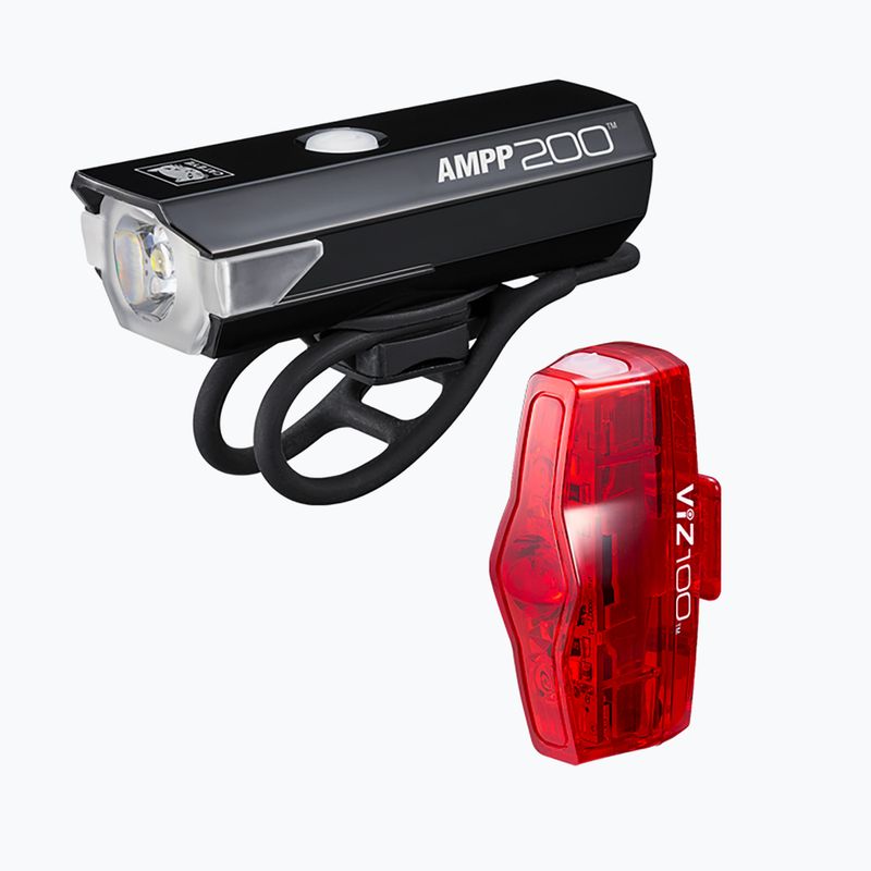 Set de faruri pentru bicicletă CatEye AMPP 200 HL-EL042RC / TL-LD800B VIZ100 USB-C black