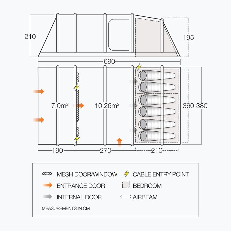 Vango Azura II Air 600XL albastru TEQAZURA S0DTAQ Cort de camping pentru 6 persoane Vango Azura II Air 600XL albastru TEQAZURA S0DTAQ 2