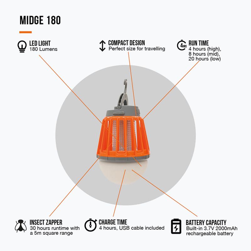 Lampă turistică Vango Midge 180 orange 4