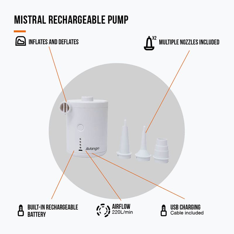 Pompă electrică Vango Mistral Rechargeable white 3